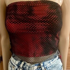 Red and Black Mesh Tube Top